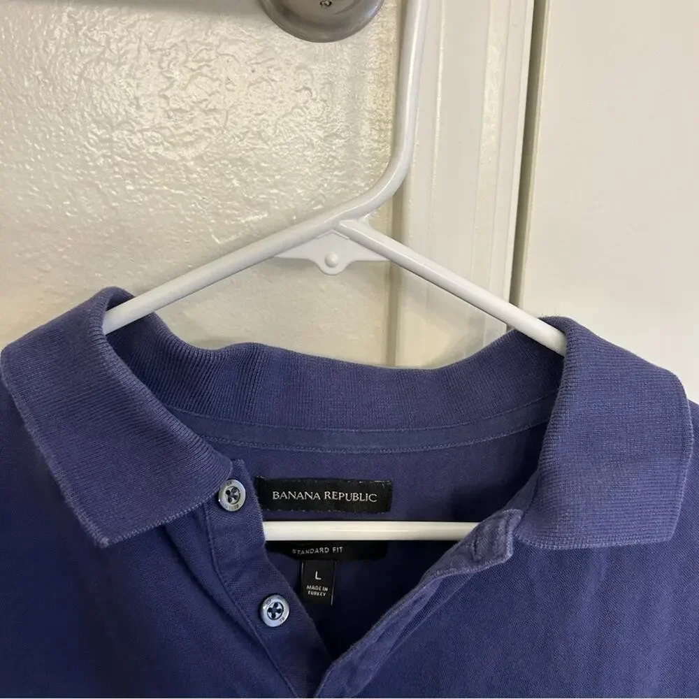 Banana Republic Men’s Signature Piqué Polo Shirt – Navy Blue – Size Large